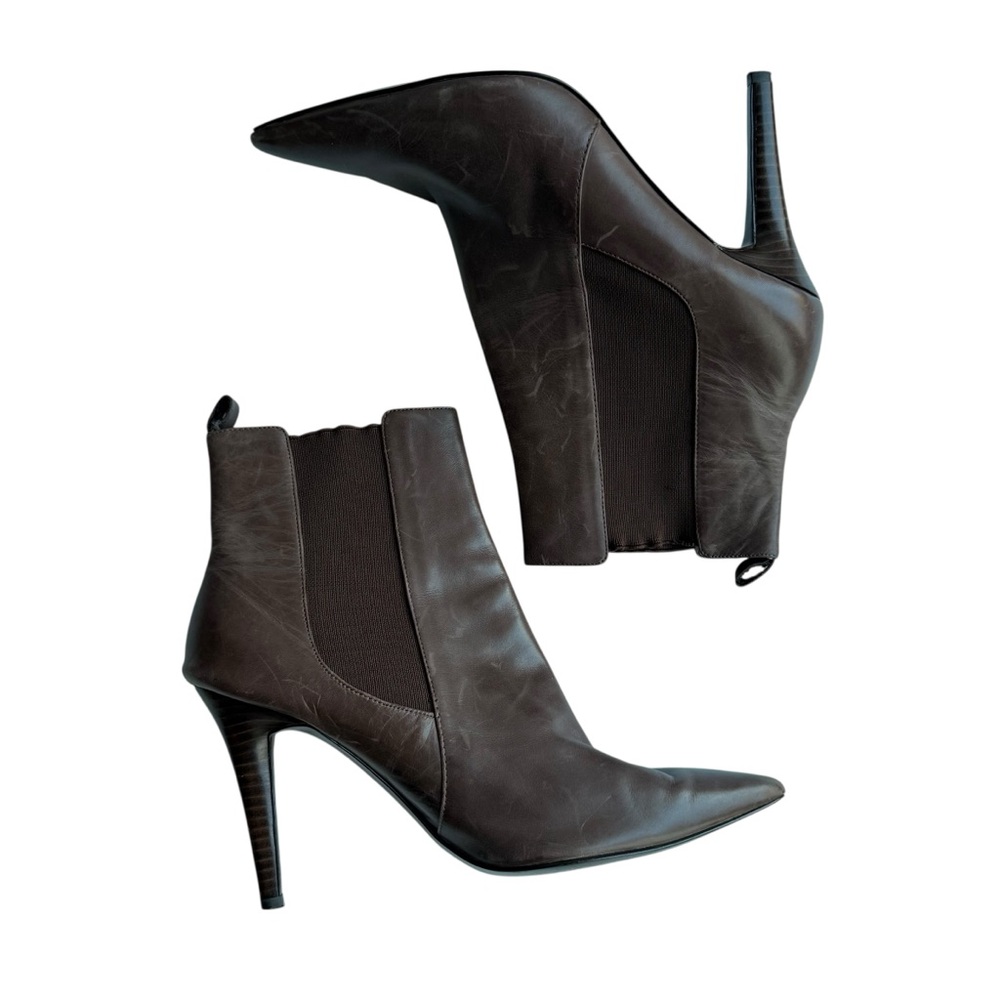 Lauren Ralph Lauren Chic Faded Brown Genuine Leather Ankle Boots 7 - Picture 5 of 11